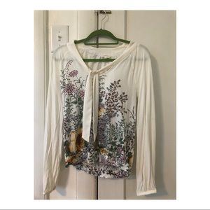 Floral Long Sleeve with Neck Tie